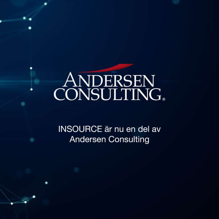 blue background with text Insource är nu en del av Andersen Consulting